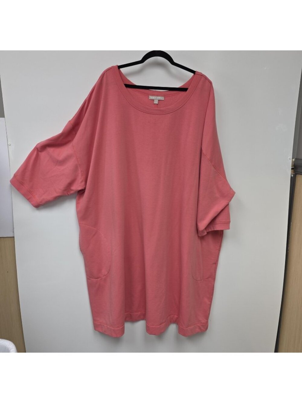 Woman Within Shirt Womens 5X Pink Scoop Neck Short Dolman Tunic Pocket Fleece
